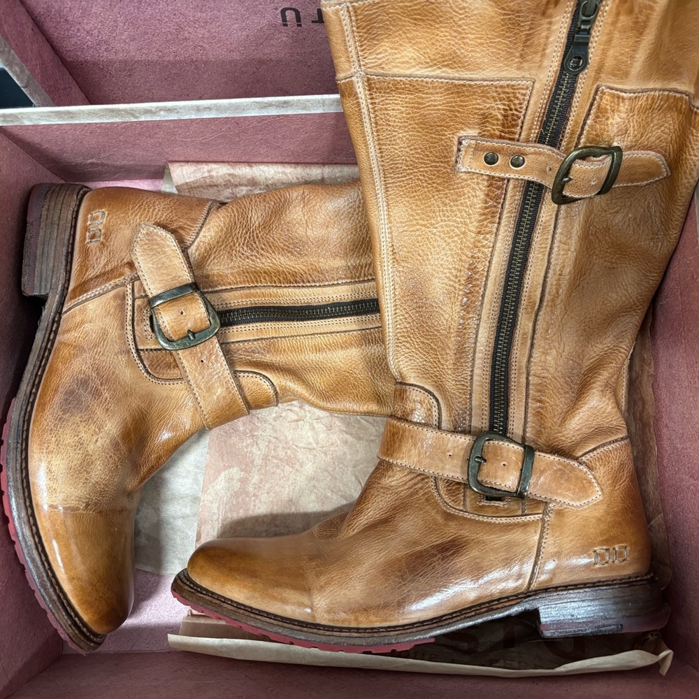 BED|STU Brown Leather Buckle Boots
